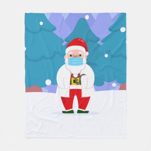 dr santa claus covid christmas face mask doctor fleece blanket