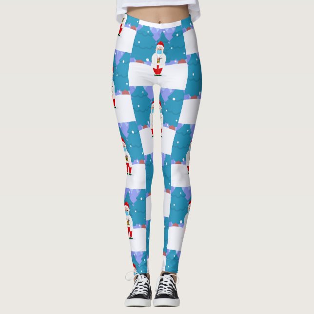 dr santa claus covid christmas face mask doctor leggings (Front)