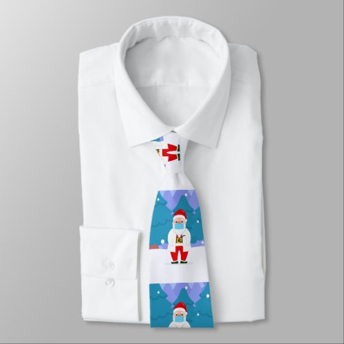 dr santa claus covid christmas face mask doctor neck tie
