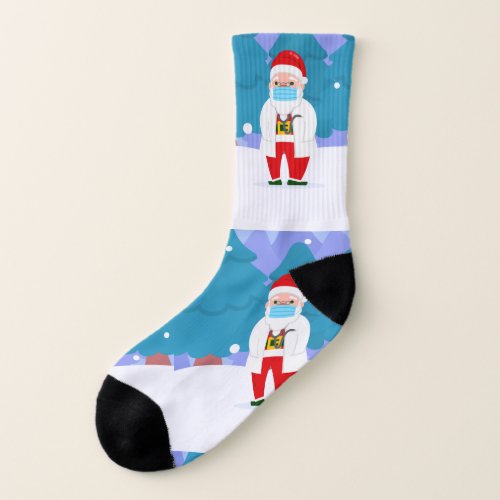 dr santa claus covid christmas face mask doctor socks