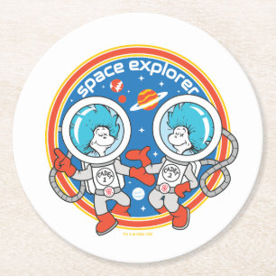 Dr. Seuss   Cadet One Cadet Two Space Explorer Round Paper Coaster