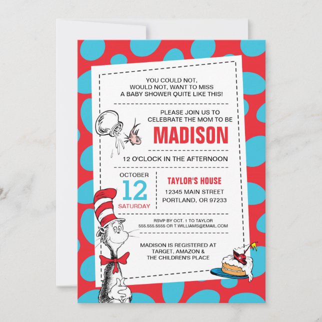 Dr. Seuss | Cat in the Hat Baby Shower Invitation (Front)