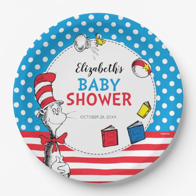 Dr. Seuss - Cat in the Hat Baby Shower Paper Plates (Front)