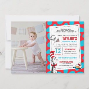 Dr. Seuss Cat in the Hat Birthday Add A Photo Invitation