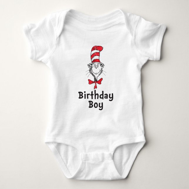 Dr. Seuss Cat in the Hat Birthday Boy Baby Bodysuit (Front)