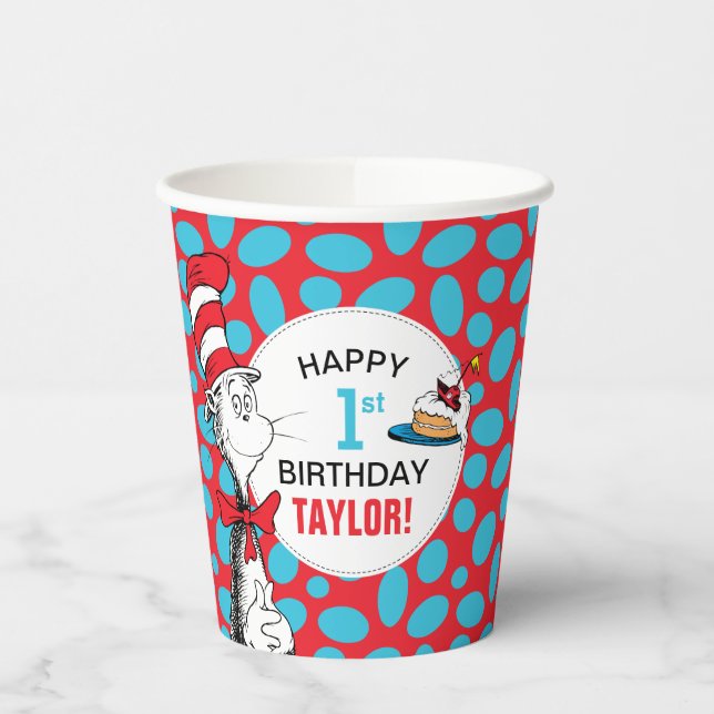 Dr. Seuss | Cat in the Hat Birthday Paper Cups (Left)