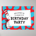 Dr. Seuss | Cat in the Hat Birthday Party Poster<br><div class="desc">Welcome your guests with this cute Dr. Seuss Birthday Party banner.</div>