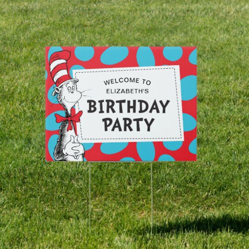 Dr Seuss  Cat in the Hat Birthday Party Sign