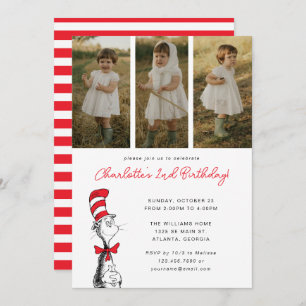 Dr. Seuss Cat in the Hat Birthday - Photo Invitation