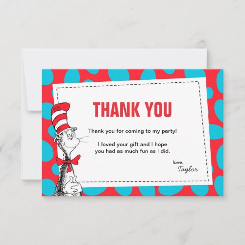 Dr Seuss  Cat in the Hat Birthday Thank You