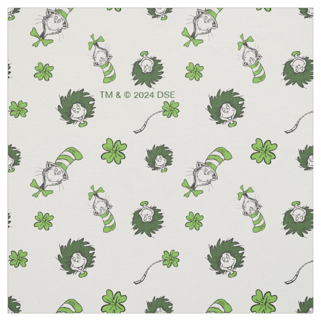 Dr. Seuss | Cat in the Hat Clover Pattern Fabric (Swatch)