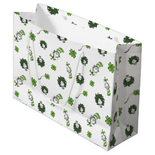 Dr. Seuss Cat in the Hat Clover Pattern Large Gift Bag