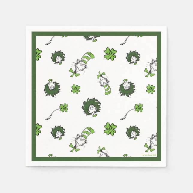 Dr. Seuss | Cat in the Hat Clover Pattern Napkins (Front)