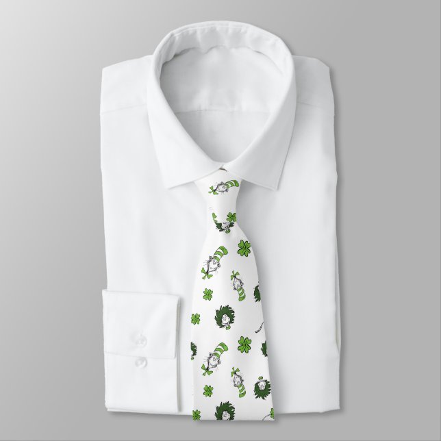Dr. Seuss | Cat in the Hat Clover Pattern Neck Tie (Tied)