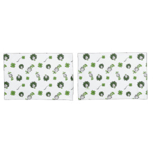 Dr. Seuss Cat in the Hat Clover Pattern Pillow Case