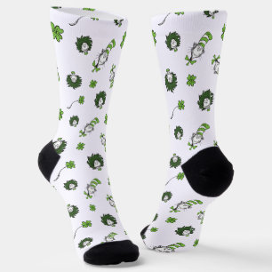 Dr. Seuss Cat in the Hat Clover Pattern Socks
