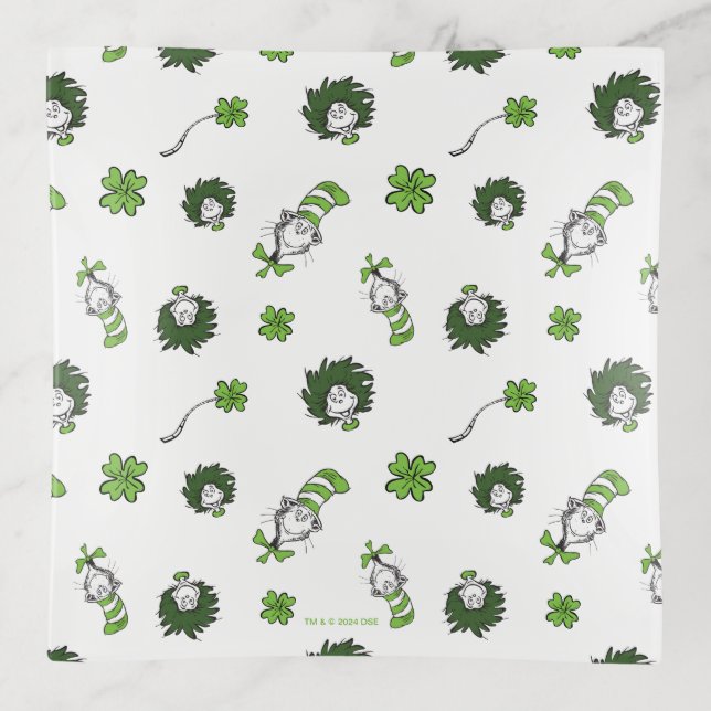 Dr. Seuss | Cat in the Hat Clover Pattern Trinket Tray (Front)