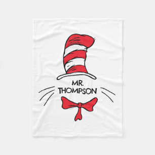 Dr. Seuss   Cat in the Hat Custom Teacher Name Fleece Blanket