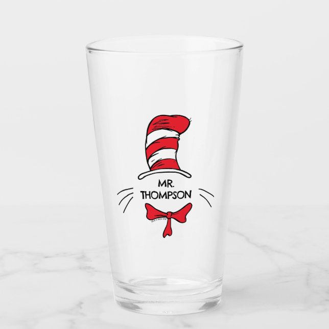 Dr. Seuss | Cat in the Hat Custom Teacher Name Glass (Front)