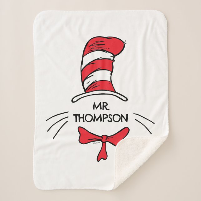 Dr. Seuss | Cat in the Hat Custom Teacher Name Sherpa Blanket (Front)