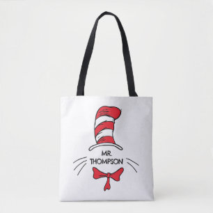 Dr. Seuss   Cat in the Hat Custom Teacher Name Tote Bag