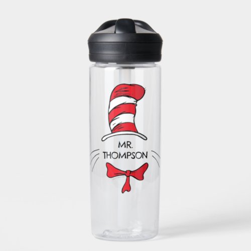 Dr Seuss  Cat in the Hat Custom Teacher Name Water Bottle