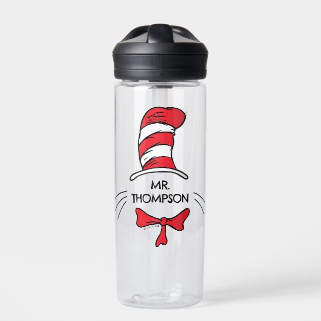 Dr. Seuss | Cat in the Hat Custom Teacher Name Water Bottle (Front)
