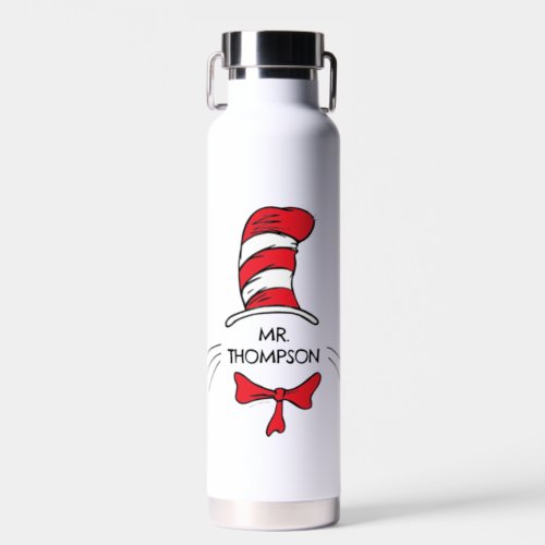 Dr Seuss  Cat in the Hat Custom Teacher Name Water Bottle