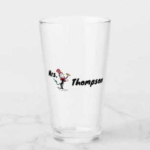 Dr. Seuss Cat in the Hat Drawn Name Glass