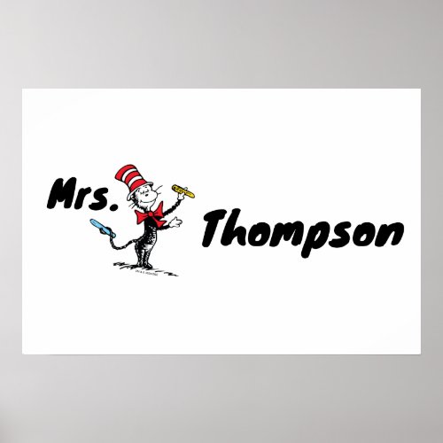 Dr Seuss  Cat in the Hat Drawn Name Poster