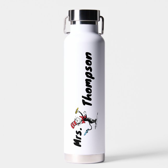 Dr. Seuss | Cat in the Hat Drawn Name Water Bottle (Front)