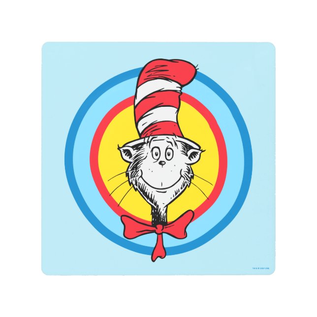 Dr. Seuss | Cat in the Hat Head Graphic Metal Print (Front)