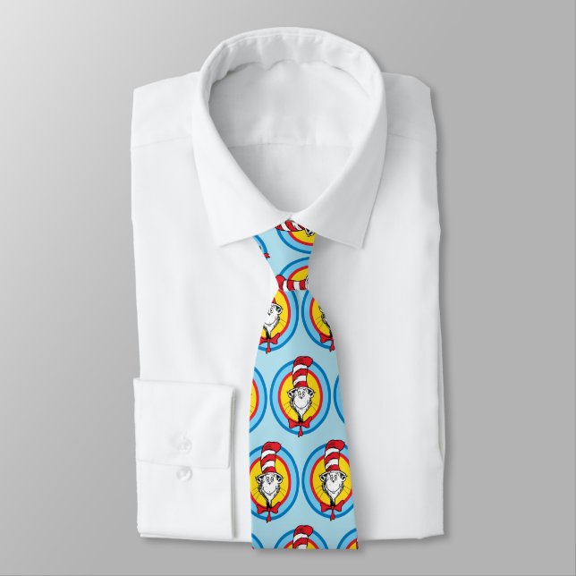 Dr. Seuss | Cat in the Hat Head Graphic Neck Tie (Tied)
