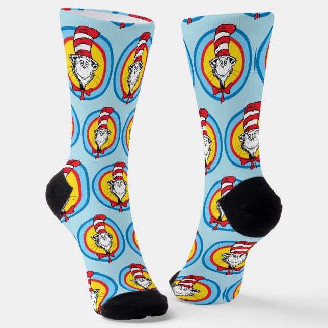 Dr. Seuss | Cat in the Hat Head Graphic Socks (Angled)