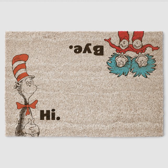 Dr. Seuss Cat in the Hat "Hi, Bye" Funny Welcome Fiber Doormat (Front)
