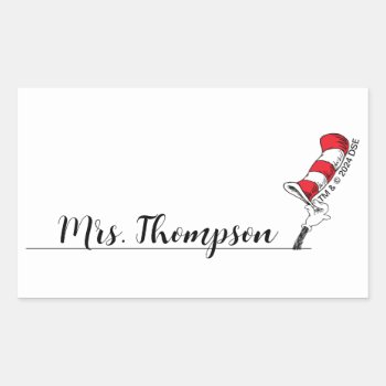 Dr. Seuss | Cat In The Hat Icon Custom Name Rectangular Sticker by DrSeussShop at Zazzle