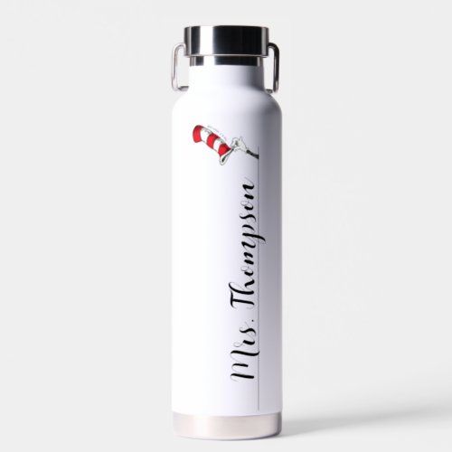 Dr Seuss  Cat in the Hat Icon Custom Name Water Bottle
