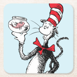 Dr. Seuss   Cat in the Hat & Krinklebine Square Paper Coaster