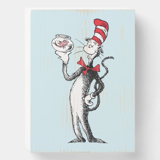 Dr. Seuss | Cat in the Hat & Krinklebine Wooden Box Sign (Front Vertical)