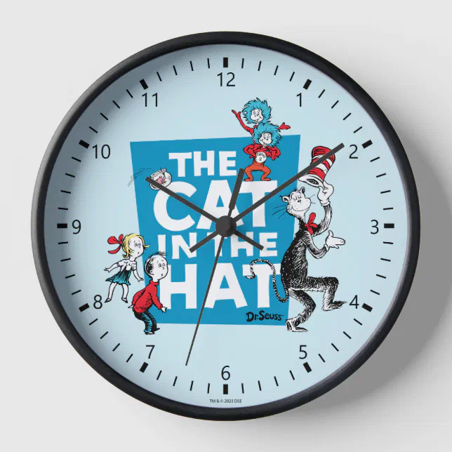 Dr. Seuss | Cat in the Hat Logo - Characters Clock | Zazzle