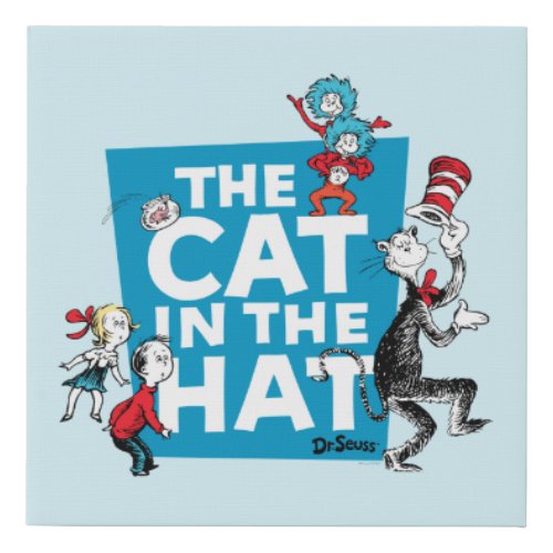 Dr Seuss  Cat in the Hat Logo _ Characters Faux Canvas Print