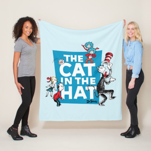 Dr Seuss  Cat in the Hat Logo _ Characters Fleece Blanket