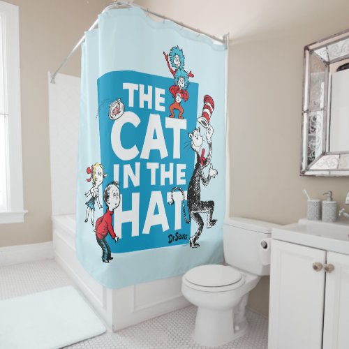Dr Seuss  Cat in the Hat Logo _ Characters Shower Curtain