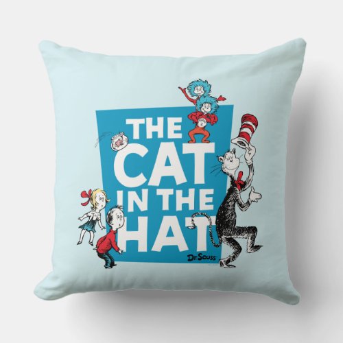 Dr Seuss  Cat in the Hat Logo _ Characters Throw Pillow