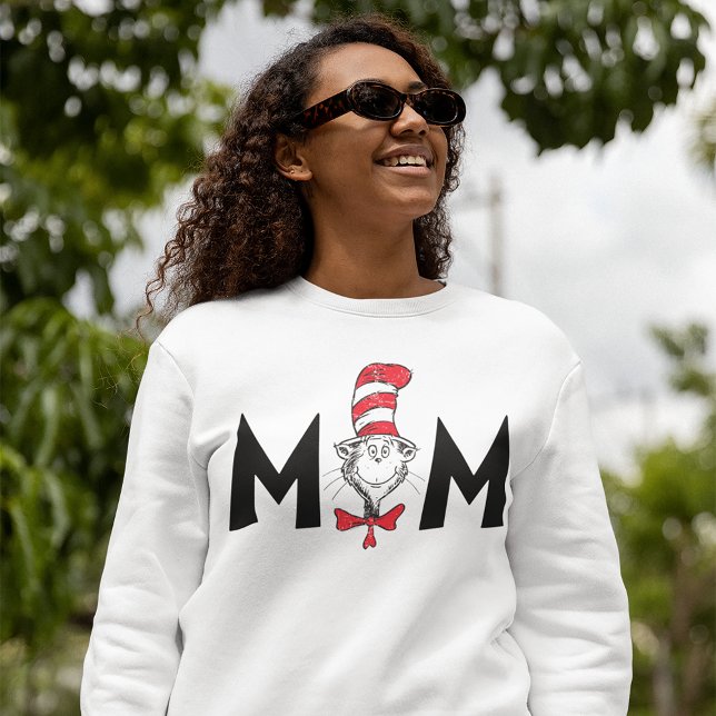 Dr. Seuss Cat in the Hat Mom Sweatshirt (Person wearing sweater)