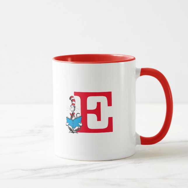 Dr. Seuss Cat in the Hat - Reading Monogram E Mug (Right)