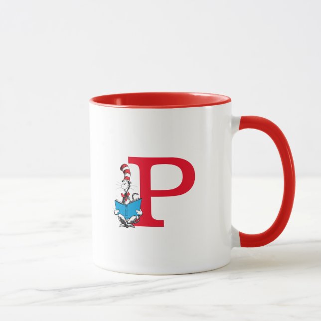 Dr. Seuss Cat in the Hat - Reading Monogram P Mug (Right)