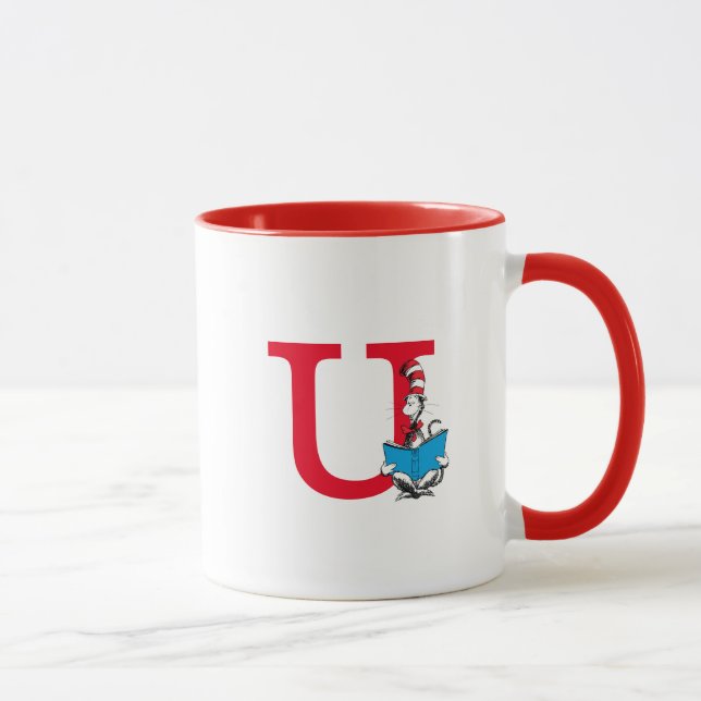 Dr. Seuss Cat in the Hat - Reading Monogram U Mug (Right)