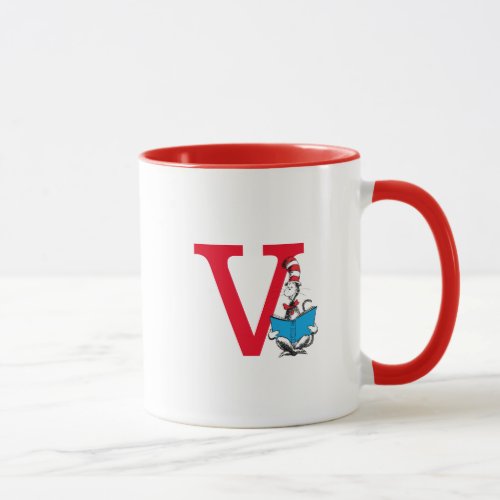 Dr Seuss Cat in the Hat _ Reading Monogram V Mug