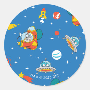 Dr. Seuss Cat in the Hat Space Pattern Classic Round Sticker